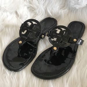 Tory Burch “Miller” sandals patent black sz 8